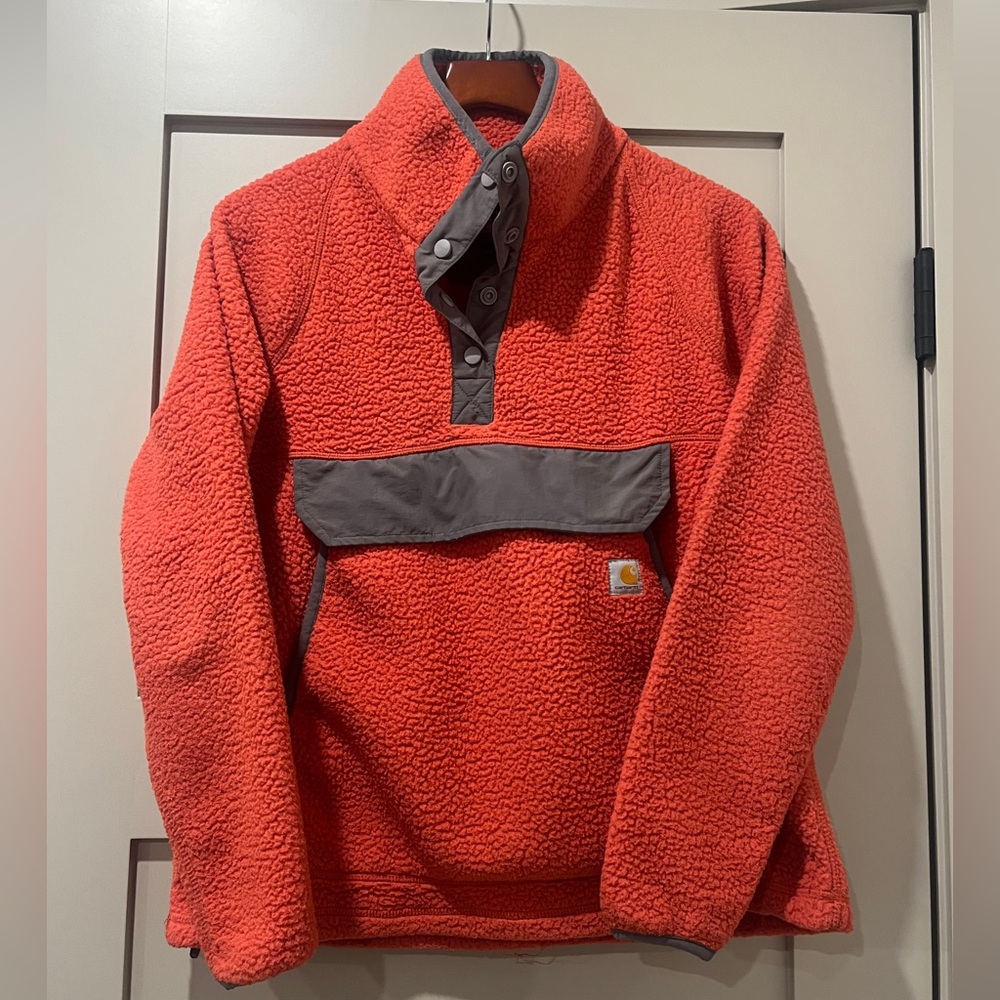 Carhartt Woman’s Orange & Grey Sherpa Pullover